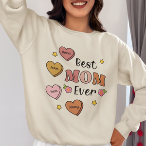 Best Mom Ever Shirt, Custom Family Name Sweatshirt, Retro Mommy Love T Shirt, Gift for Mommy, We Love You Mom T Shirt, The Best Mom Shirt, Cute Candy Personalized Kid's Name, Gift For Grandmother Idea