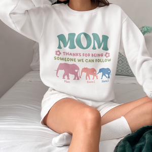Mom Thanks For Being Someone we can follow shirt  With children Name, Elephant Mom Shirt, Mama Baby Elephant Tee, Elephant Lover Shirt, Funny Mom Shirt, Gift For Mom, Mom T-Shirts, Cool Mom Shirts
