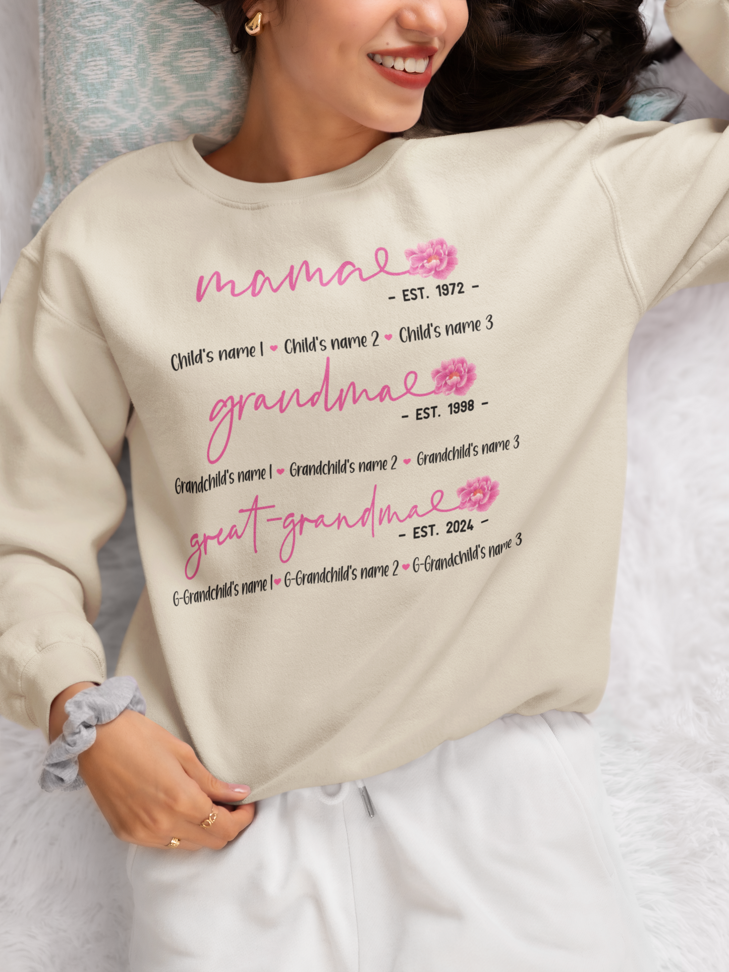 Mom Grandma Great-Grandma Shirt, Personalized Great Grandma Shirt, Announcement for Great Grandma, Baby Reveal To Family, Mothers Day Shirt, Custom Great Grandma Shirt, Mom Grandma Great Grandma Tee, Grandma Flower Shirt