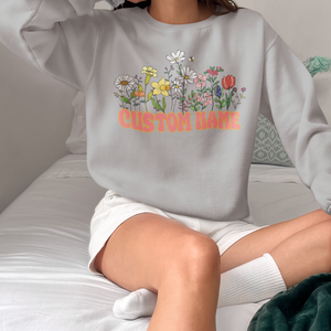 Custom Mama Shirt, Retro Mom T Shirt, Personalized Flower Retro Shirt, Minimalist Mommy Shirt, Flower Shirt For Mommy, Floral Mom Gift.