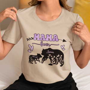Mama Bear Shirt, Personalized Name For Mother's Day Shirt, Customized Bear Family Shirt, Gift For Mom, Floral Mama Bear Shirt
