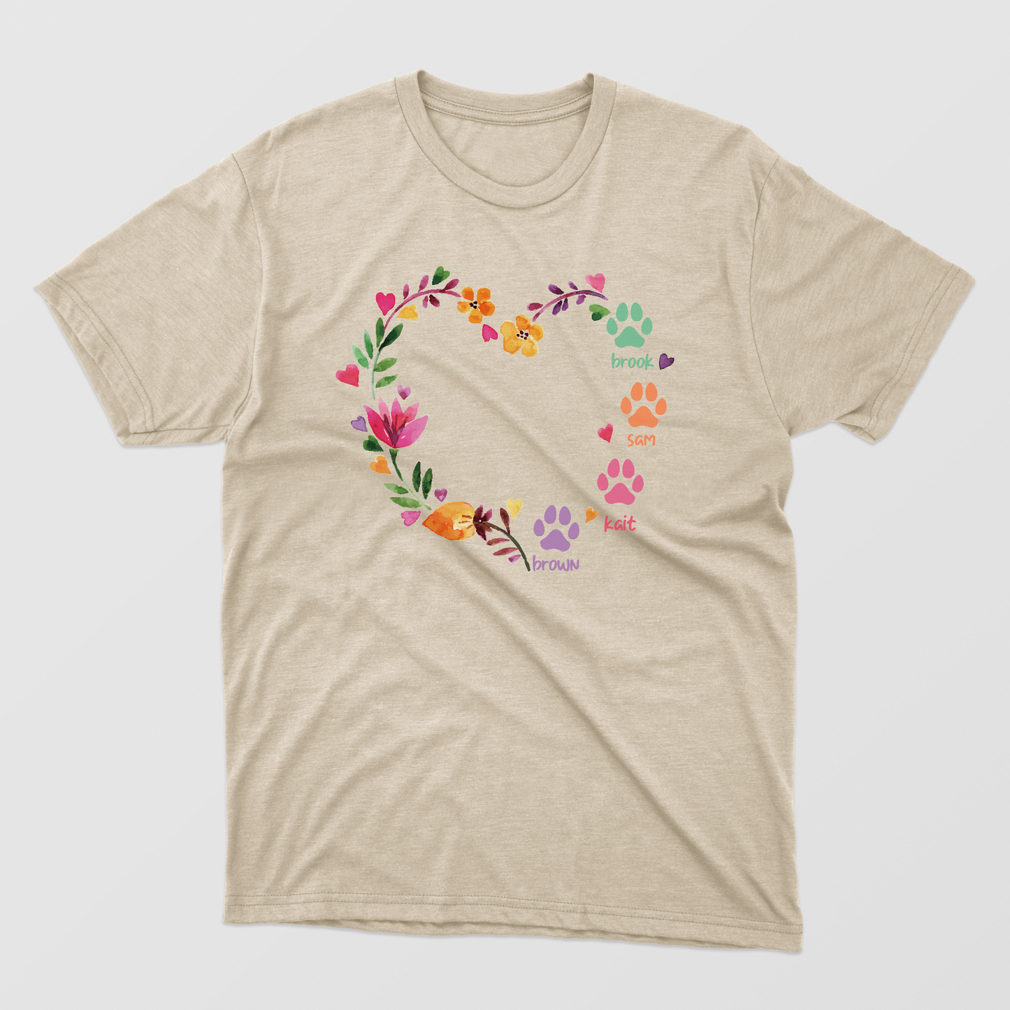 Floral Heart Mother's Day Shirt, Pet Mom Shirt, Mother's Day Dog Mom Shirt, Peronalized Cute Paw Shirt, Cute Paw For Dog Mom Shirt, Floral Mother's Day Shirt, Dog Mom Floral Shirt