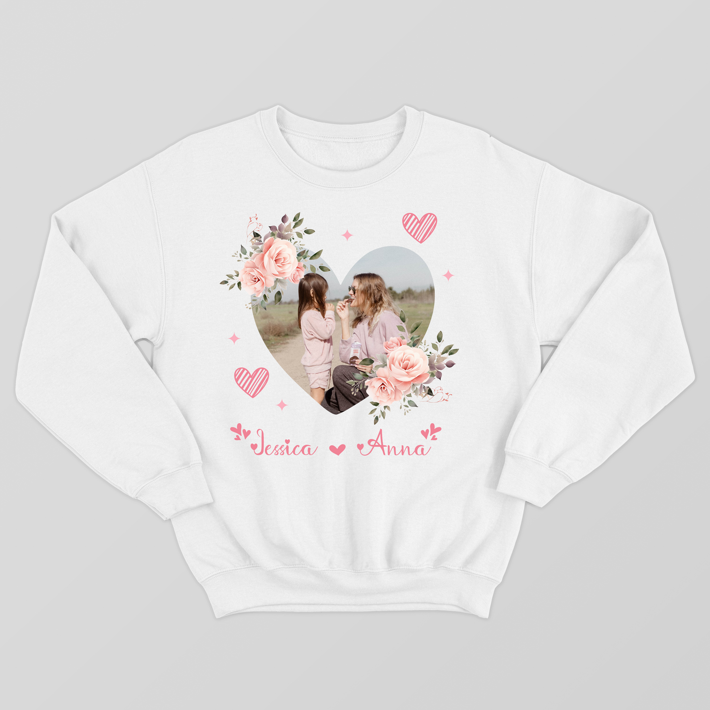 Custom Photo Mother's Day Shirt, Personalized Heart Shirt, Custom Mother's Day Shirt, Custom Mother's And Kid's Name Shirt, Heart With Flowers Shirt