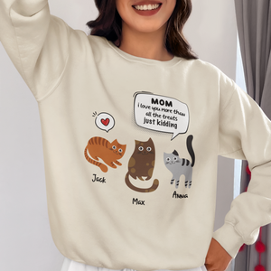 Mom I Love You More Than All The Treats Cat Mom Shirt, Cat Mom Mother's Day Shirt, Customized Cute Cat Mother's Day Shirt, Cat Lovers Shirt, Gift For Cat Mom Shirt, Cat Lovers Gifts, Cat Mama Shirt, Custom Cat Name Shirt