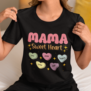 Mother's Day Sweet Heart Shirt, Personalized Kid's Name Shirt, Sweet Heart Candy Shirt, Sweet Mama Shirt, Gift For Mom