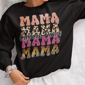 Customized Mama Shirt, Retro Floral Mama Shirt, Mothers Day Shirt Gift, Present For Mom, Mama Retro Groovt Shirt, Personalized Shirt For Mother's Day, Animal Floral Pattern Shirt