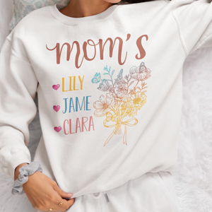 She Is Mom Shirt, Blessed Mom Shirt, Personalized Mother's Day Shirt, Floral Shirt For Mother's Day, Mom's Life Shirt, Personalized Kid's Name Shirt, Bouquet Mother's Day Shirt