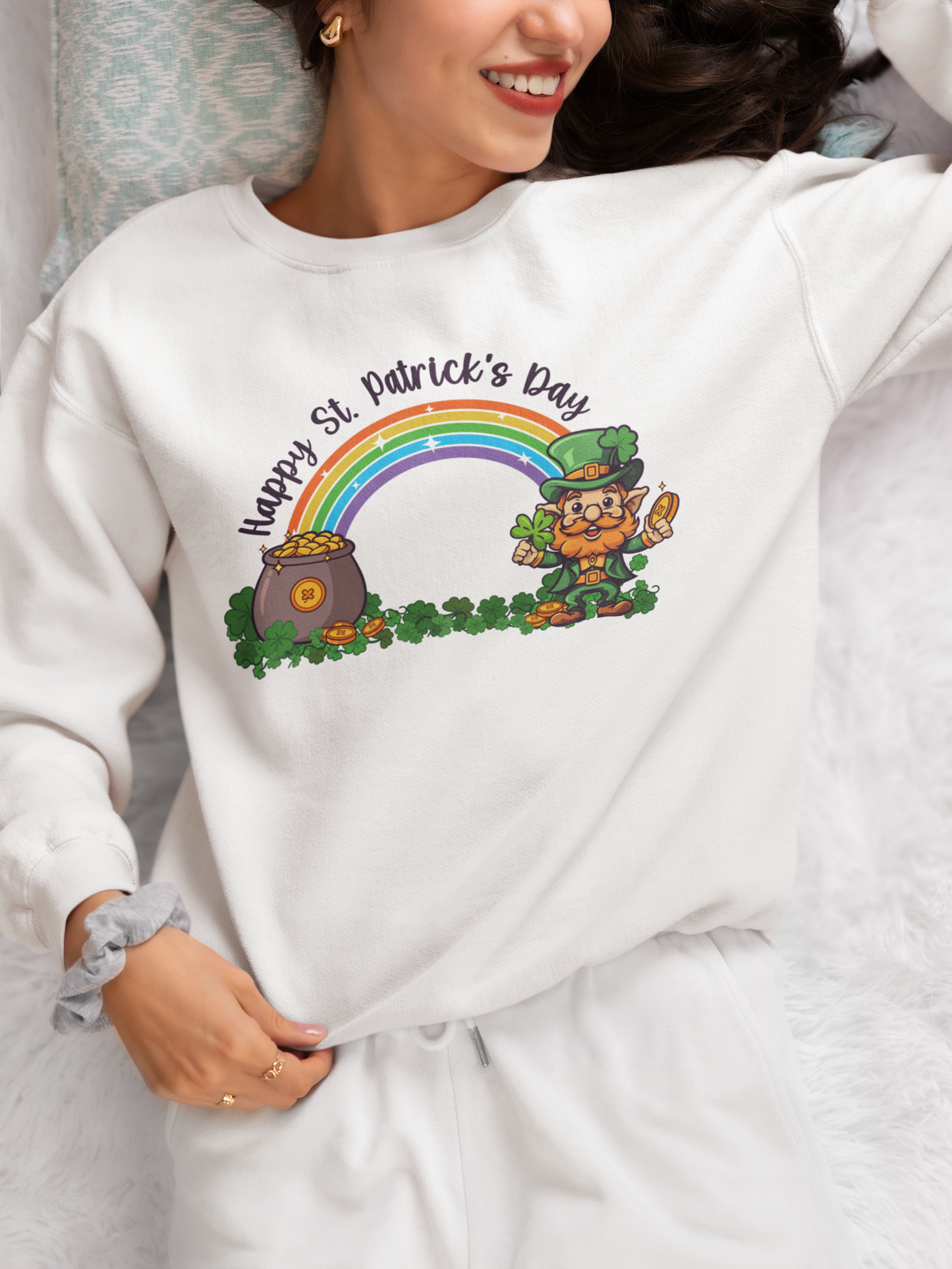 Retro Boho Rainbow Shirt, Leprachaun And Gold Shirt, St Patrick's Day Retro Shirt, Retro Rainbow Shirt, Cute Leprachaun Holds Gold Shirt, Leprechaun For Kids Shirt, Irish Shamrock Leprechaun Shirt
