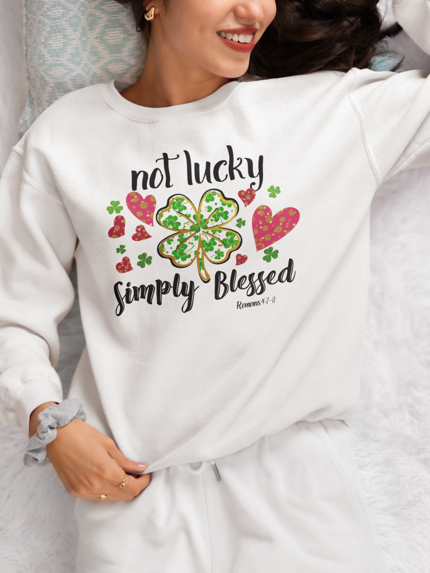 Not Lucky Simply Blessed St Patrick's Day Shirt, Four Leaf Clover Shirt, St Patrick’s Day Shirt, Clover Heart Shirt, Lucky and Blessed Shirt