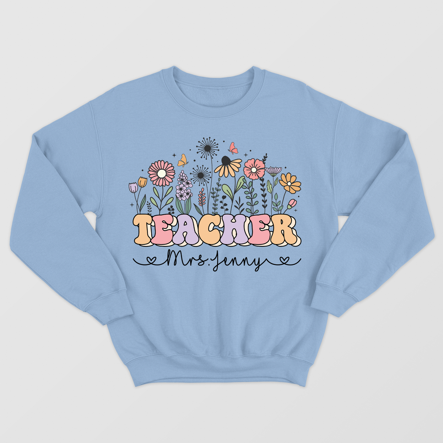 Wildflower Teacher Name Shirt, Personalized Teacher T Shirt, Gift for Teacher, Cute Teacher Tee, Groovy Teacher Shirt, Elementary Teacher Shirt