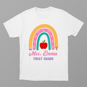 Personalized Teacher Shirt, Teacher Rainbow Personalized Shirt, Custom Grade School, Back to school shirt