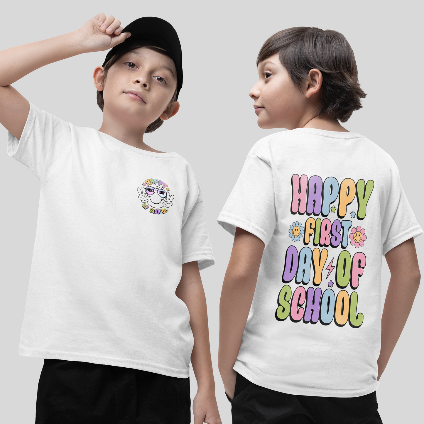 Happy First Day Of School Shirt, Back To School For Kids, Happy Face Shirt, Retro Groovy School 2024 Shirt