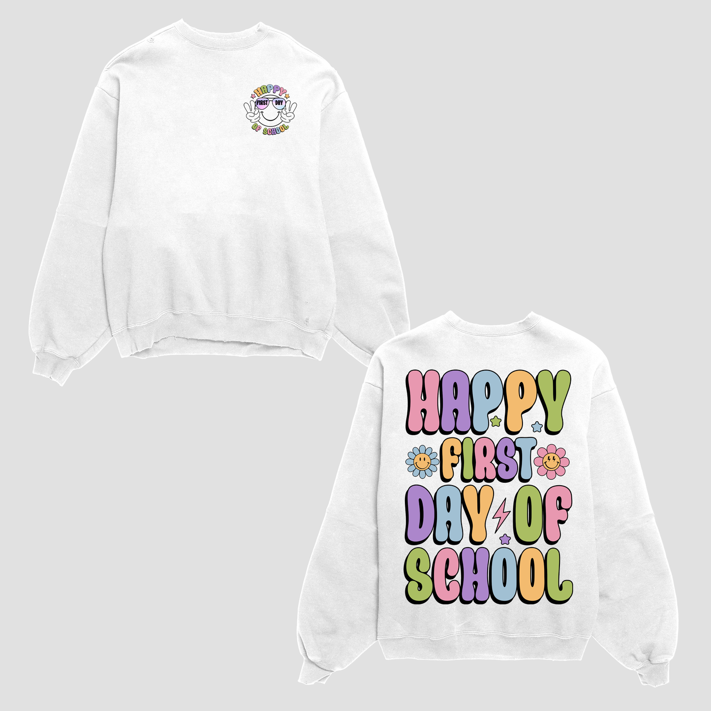 Happy First Day Of School Shirt, Back To School For Kids, Happy Face Shirt, Retro Groovy School 2024 Shirt