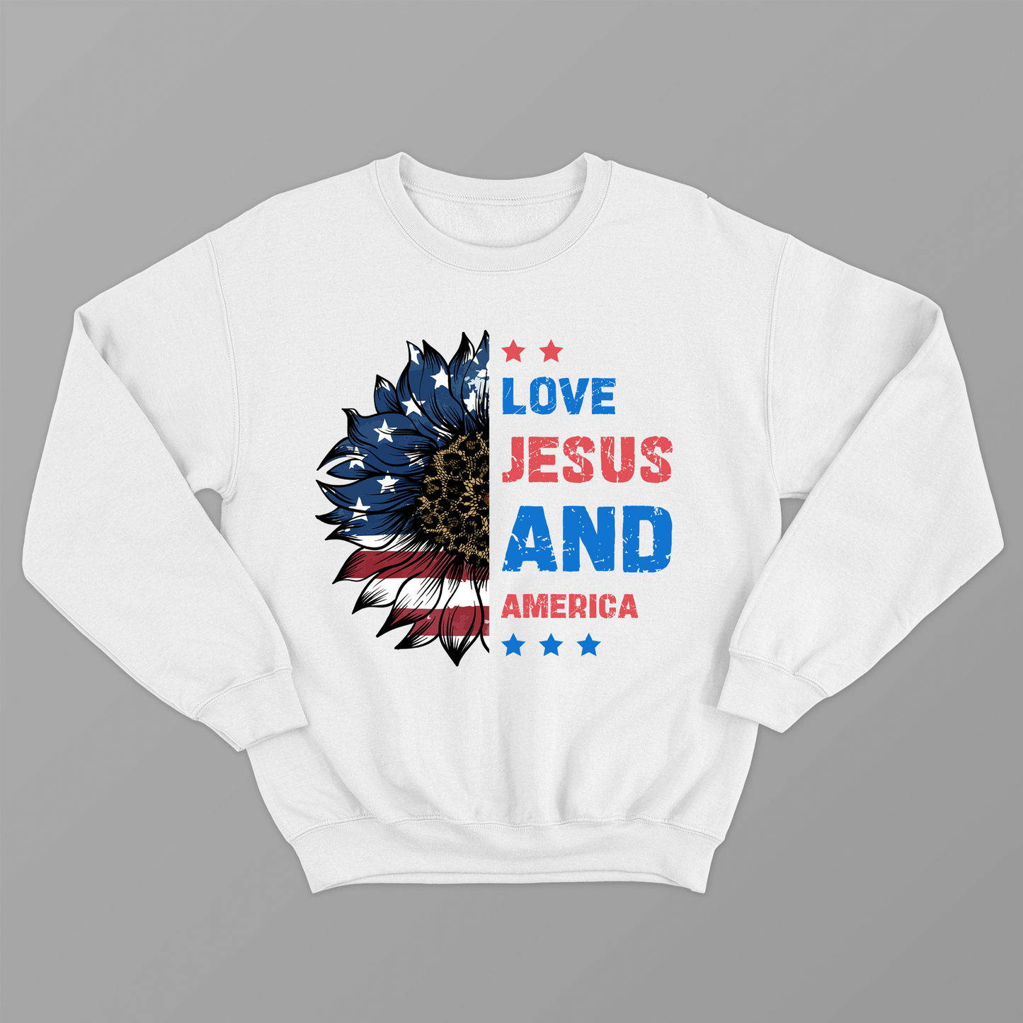 Loves Jesus and America Too t shirt, America Sunflower Shirt, USA Flag Flower T Shirt, 4th Of July Flag Graphic T-Shirt, Freedom TShirt, Independence Shirt