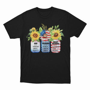 Personalized Est Mom Grandma Great Grandma Shirt, Custom Kid Names, Gift for Great Grandma, Mother's Day Gift, 4th of July Flowers Tshirt, Independence Day Shirts, 4th of July Gift