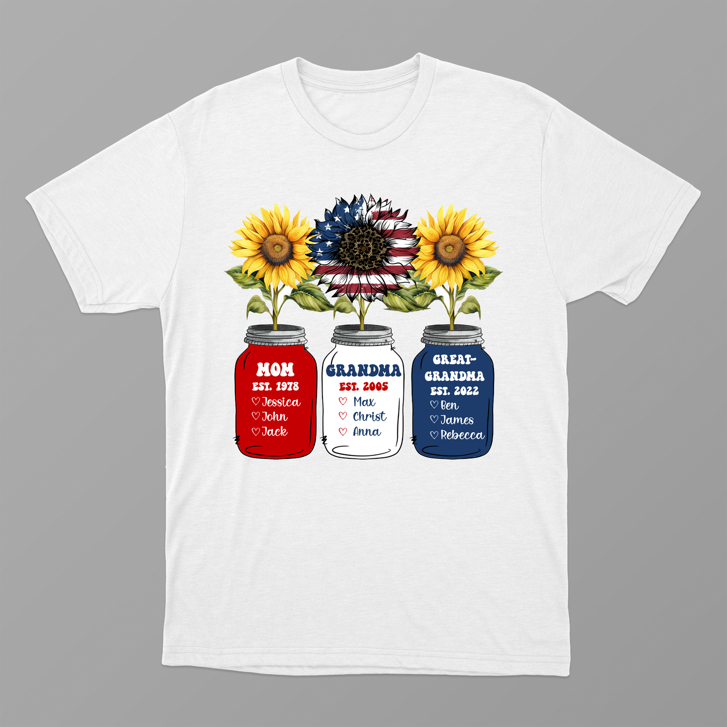 Great Grandma Shirt, Mom Grandma Great Grandma Shirt, Custom Grandma Shirt With Grandchild Names, Patriotic 4th of July Grandma