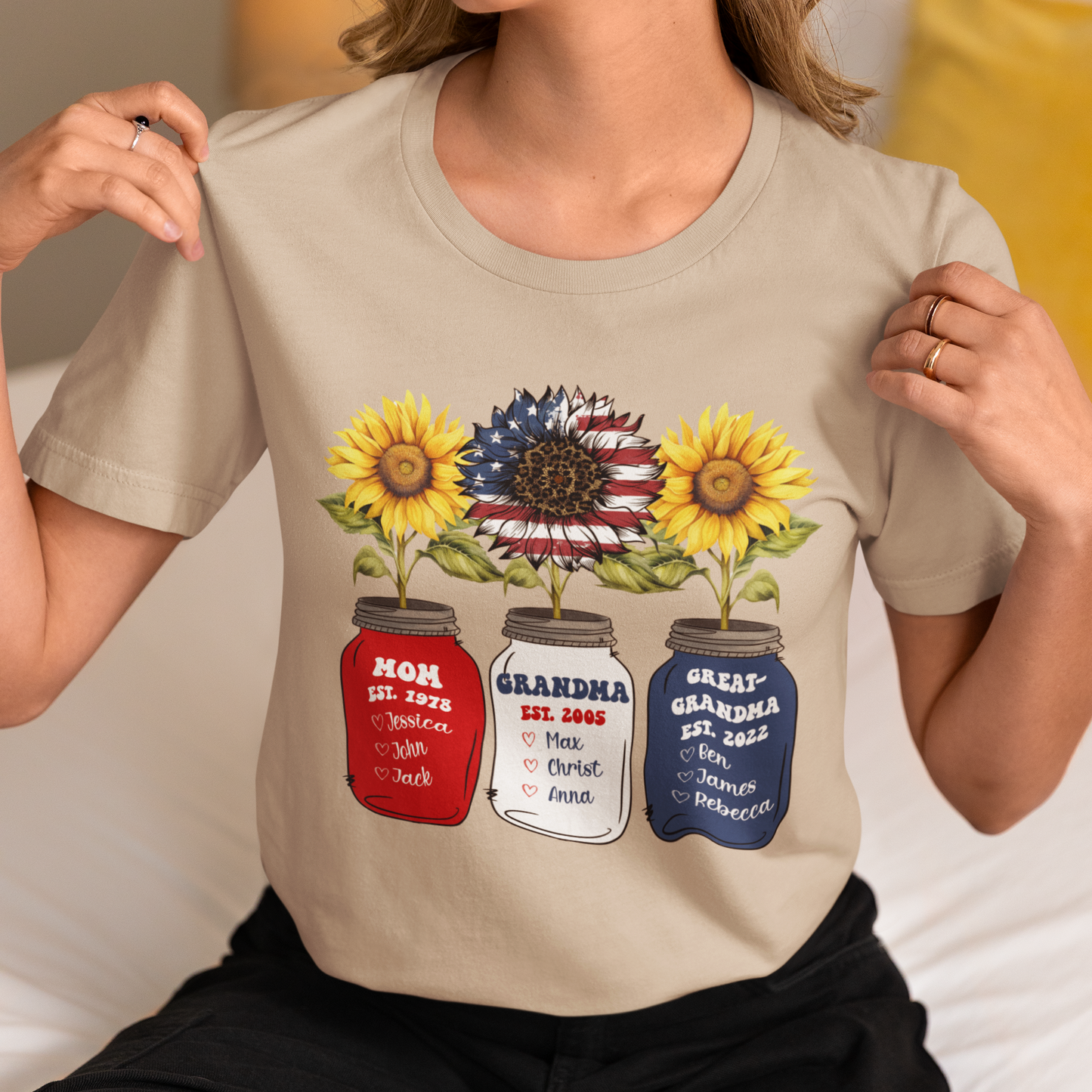 Great Grandma Shirt, Mom Grandma Great Grandma Shirt, Custom Grandma Shirt With Grandchild Names, Patriotic 4th of July Grandma