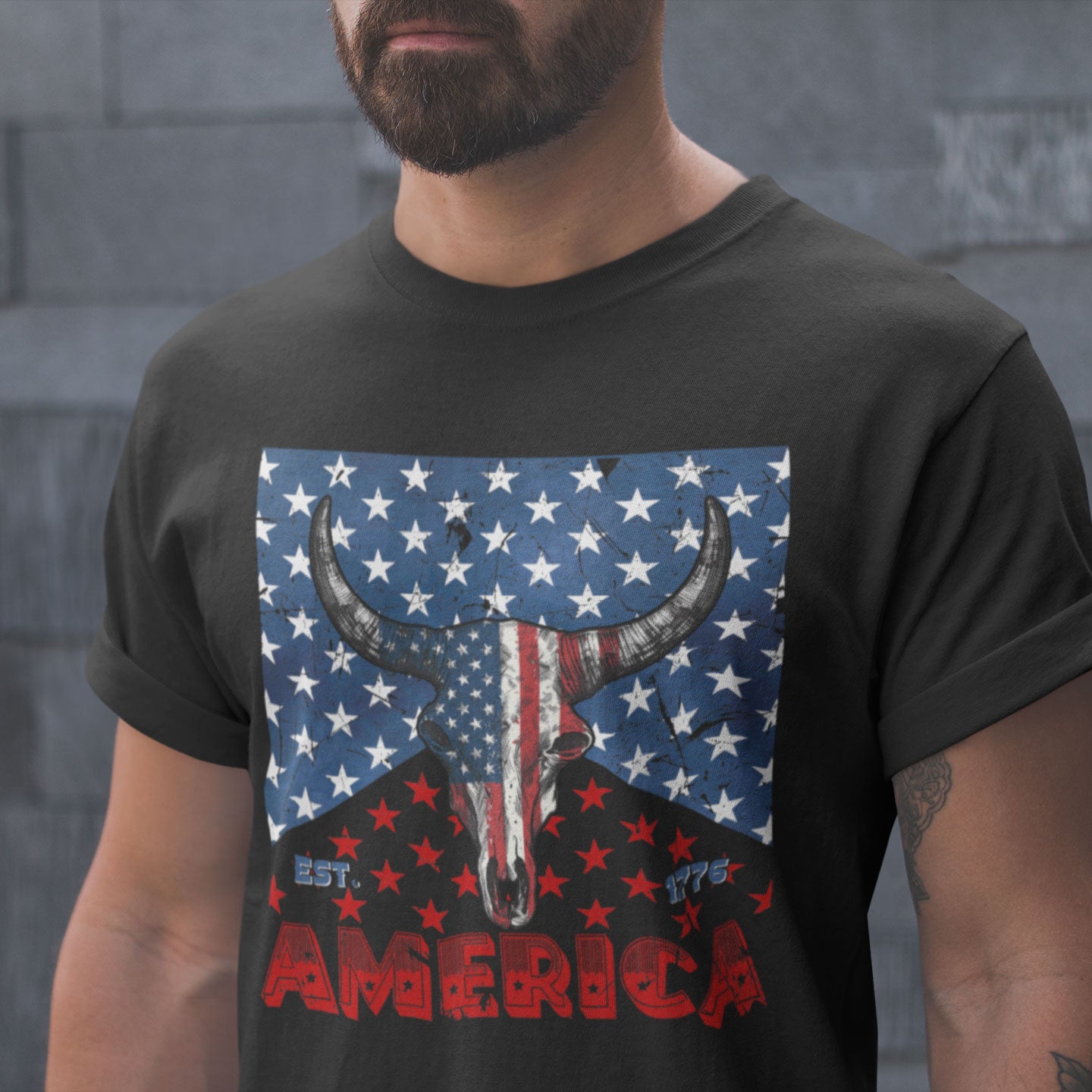 Western America Est 1776 Shirt, America Cow Skull Shirt, Fourth of July Shirt, 4th of July Shirt, Independence Day Shirt,Patriotic 4th of July Shirt, Western America Est 1776 Shirt