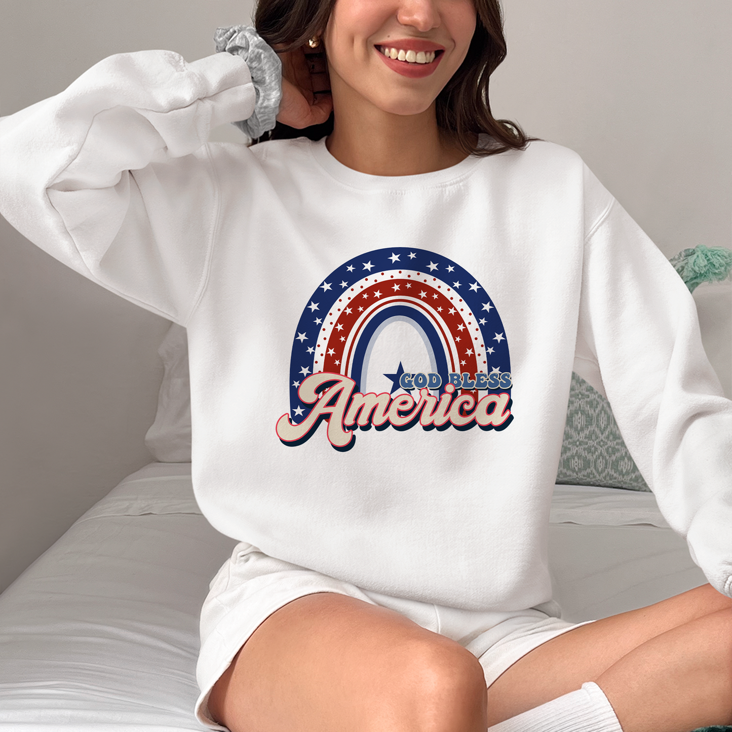 Vintage America Rainbow USA Flag Shirt, 4th of July Flag Shirt,God Bless America ,USA Shirt for 4of July, Independent Day Shirt