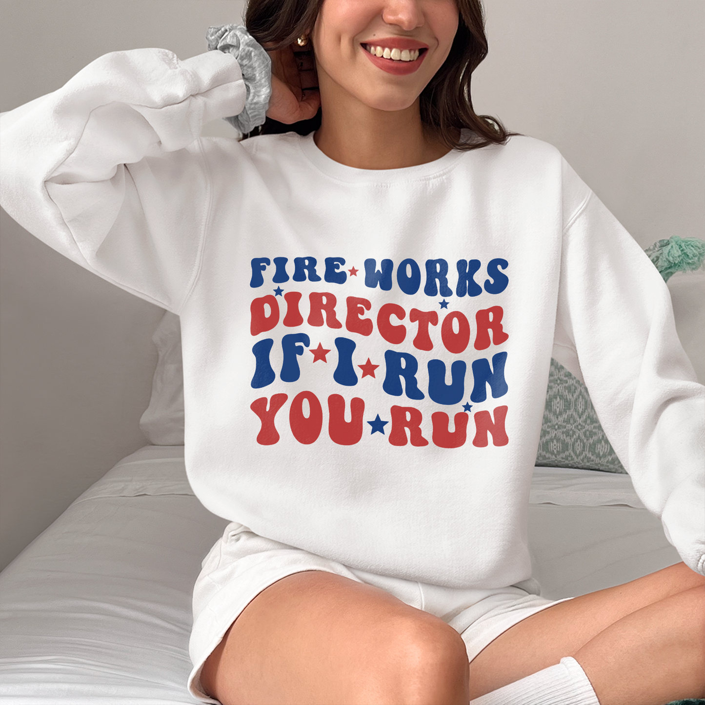 Fireworks Director If I Run You Run Shirt, Funny Fourth 4th of July Shirt, Fourth of July Fireworks Celebration T-Shirt,  Mens or Womens Patriotic USA American Flag T-Shirt