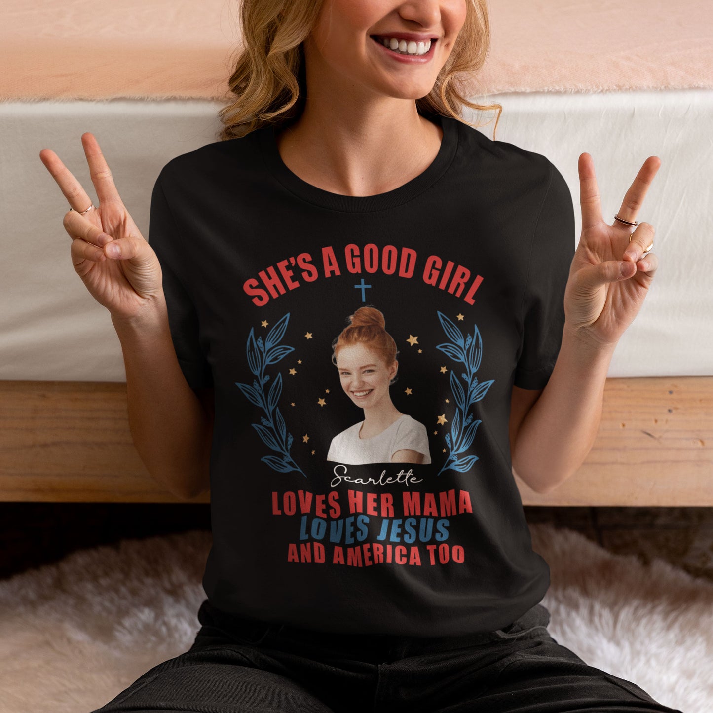 She's Good Girl Shirt, Love Jesus And America Shirt, Patriotic Girl Shirt