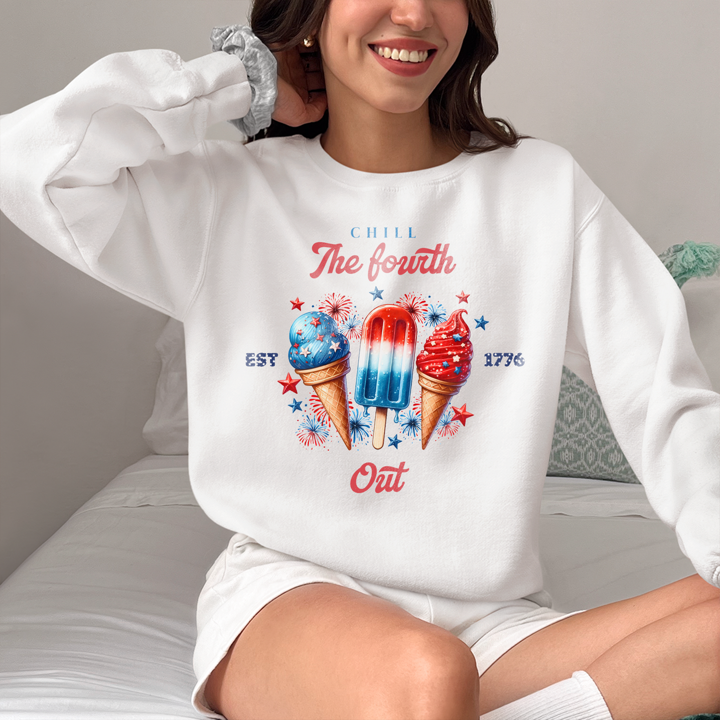 American Chill The 4th Out Shirt, 4th July Activities Shirt, Patriotic Shirt, Funny Cute American Ice Cream Shirt, Est 1776 Shirt