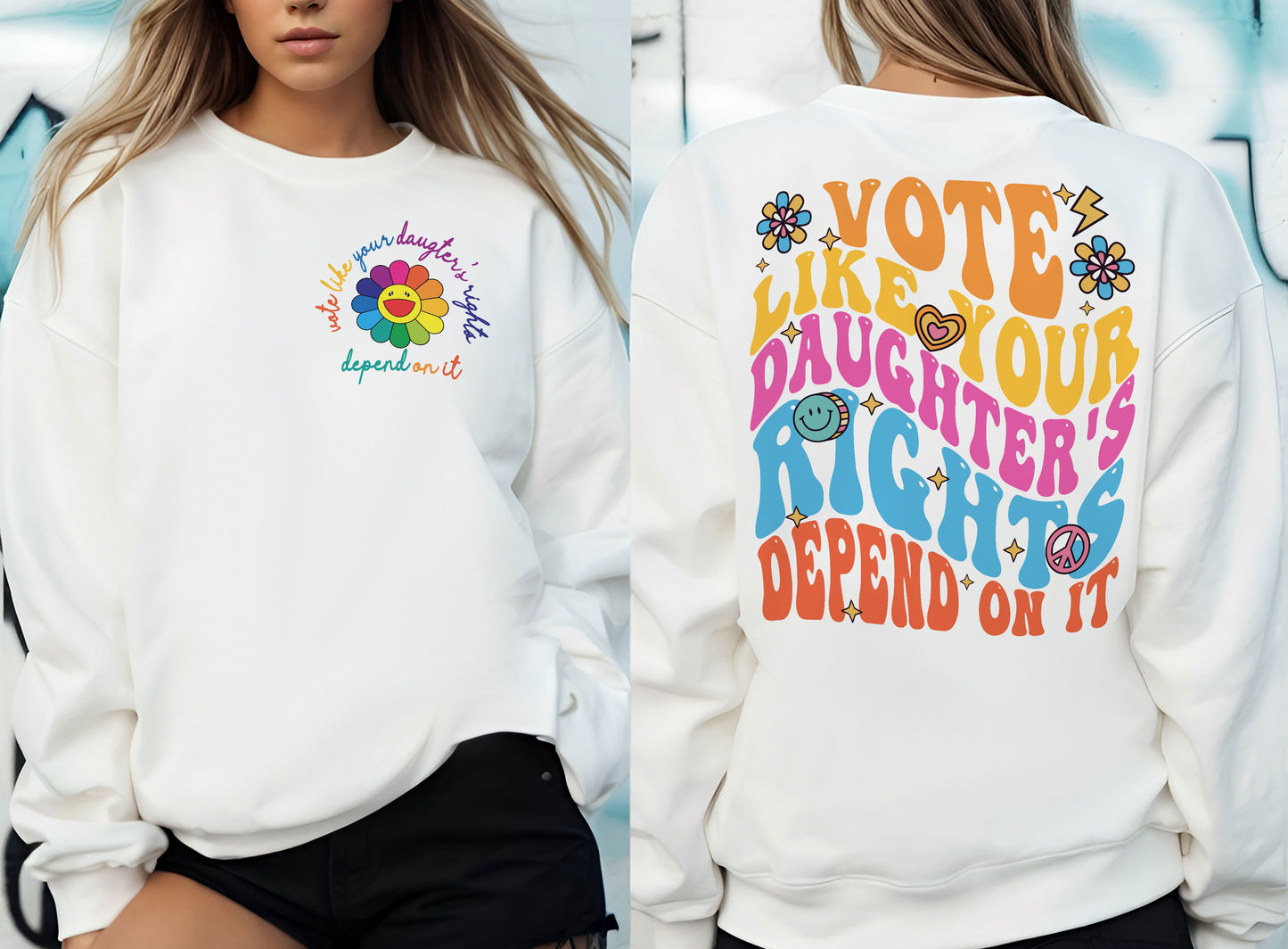 Vote Like Your Daughter's Right Depends On It Shirt, Retro Groovy Voting Shirt, US 2024 Election Shirt