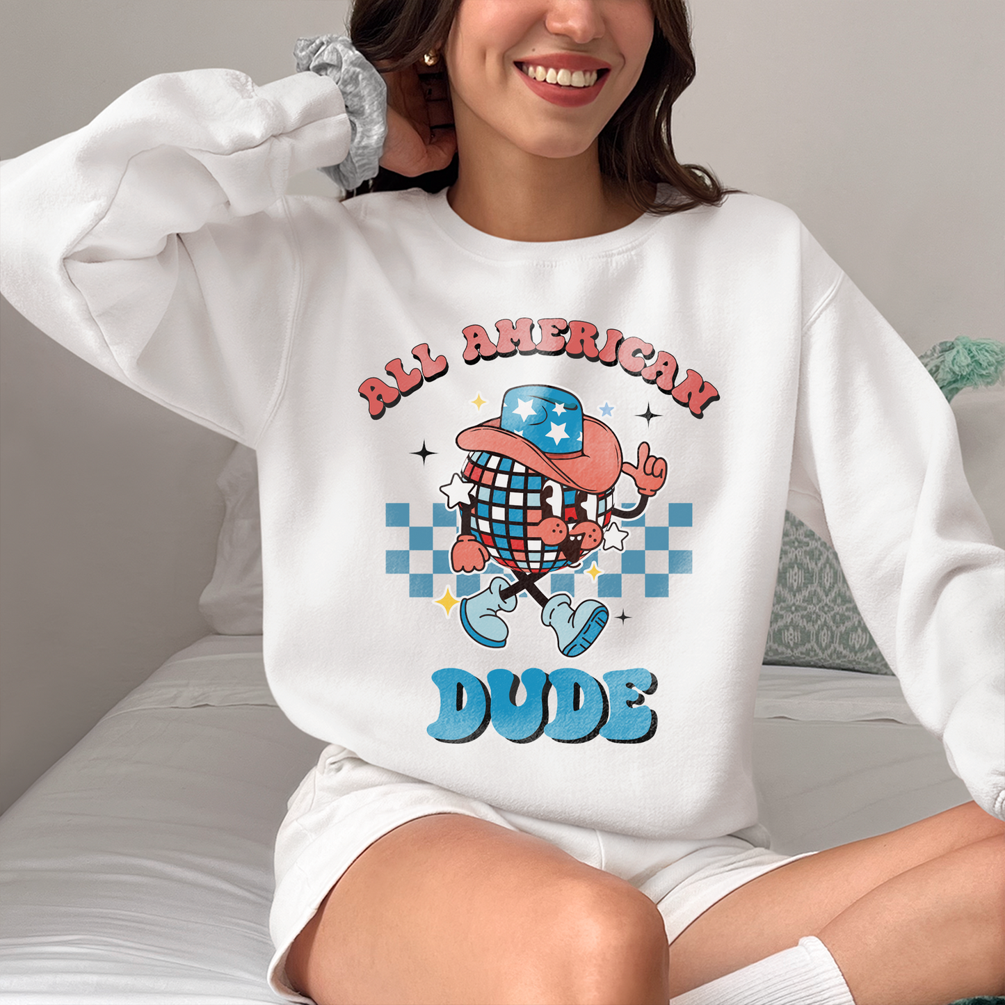 All American Dude Shirt, Retro Groovy Cute Shirt, Funny 4th July American, 4th July Toddler Shirt