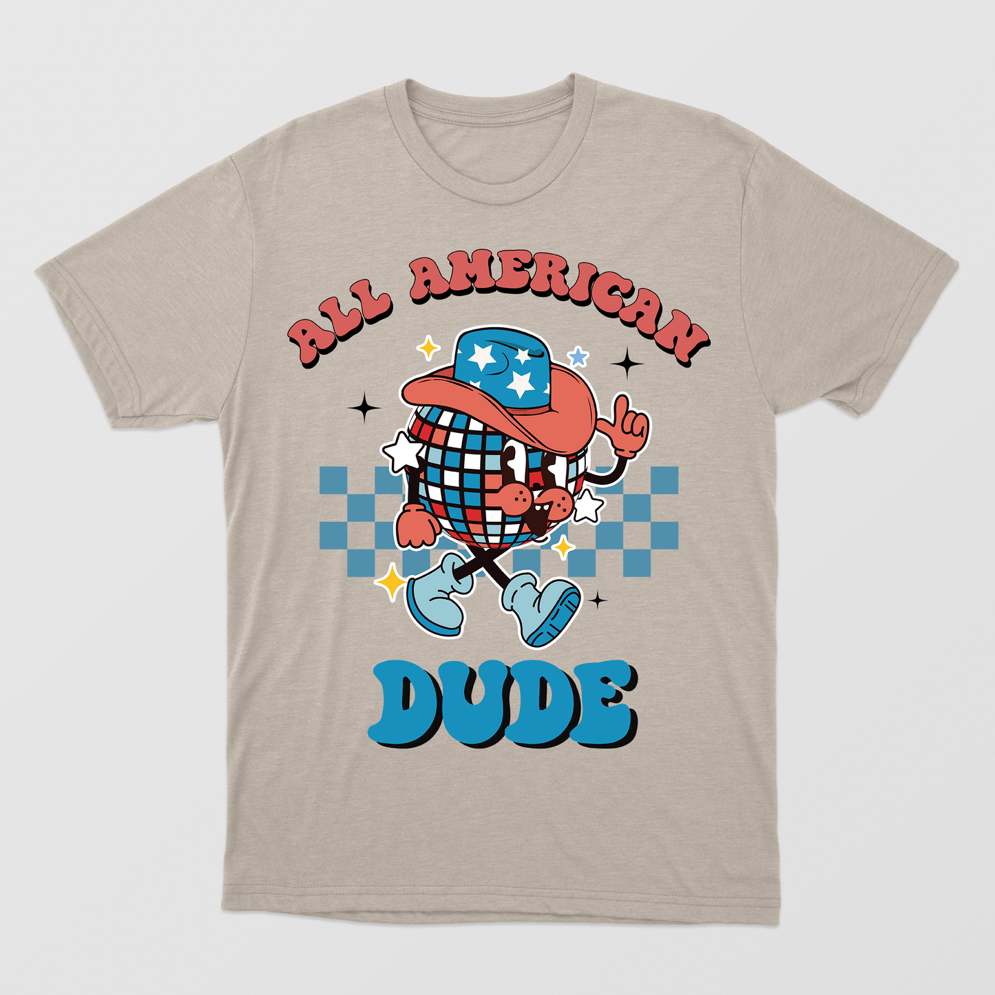 All American Dude Shirt, Retro Groovy Cute Shirt, Funny 4th July American, 4th July Toddler Shirt