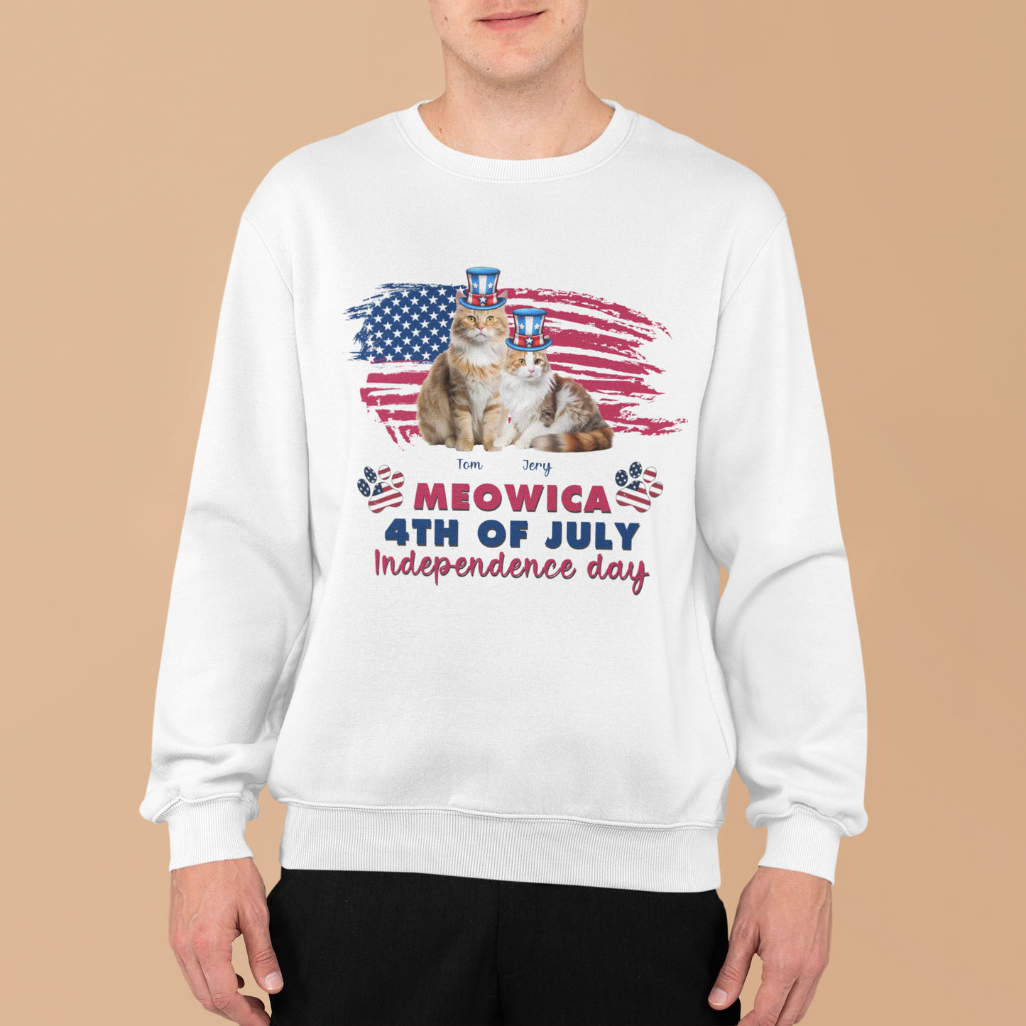 America 4th July Shirt, Meowica Shirt, Personalized Cat Shirt, Funny Independence Day Shirt, Gift For Cat Lovers