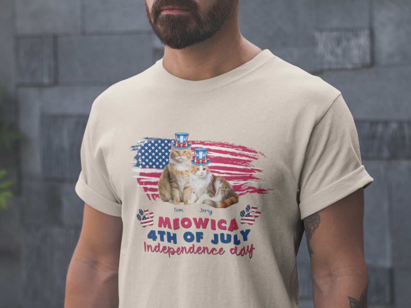 America 4th July Shirt, Meowica Shirt, Personalized Cat Shirt, Funny Independence Day Shirt, Gift For Cat Lovers