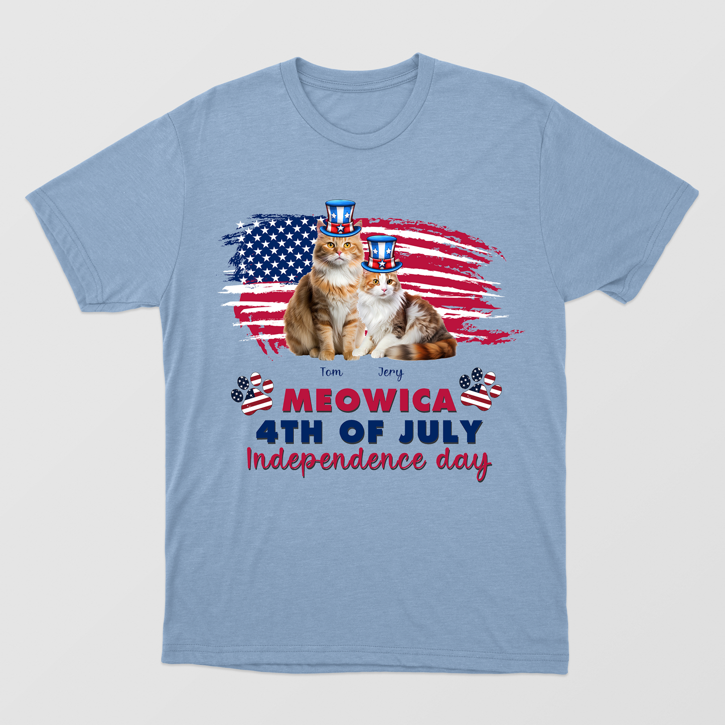 America 4th July Shirt, Meowica Shirt, Personalized Cat Shirt, Funny Independence Day Shirt, Gift For Cat Lovers