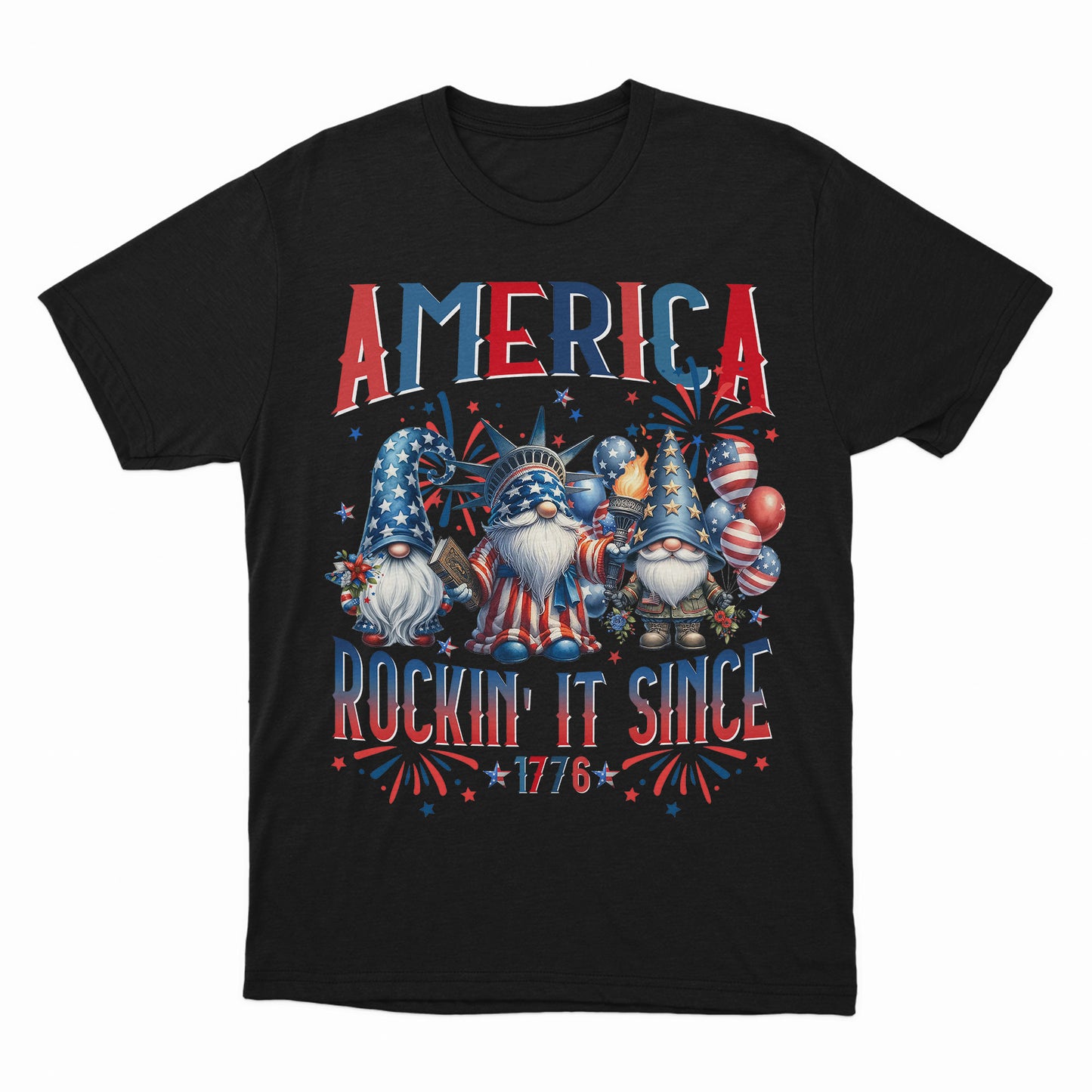 Funny American Gnomes Shirt, America Rockin' It Since 1776 Shirt, Funny Happy 4th July Shirt