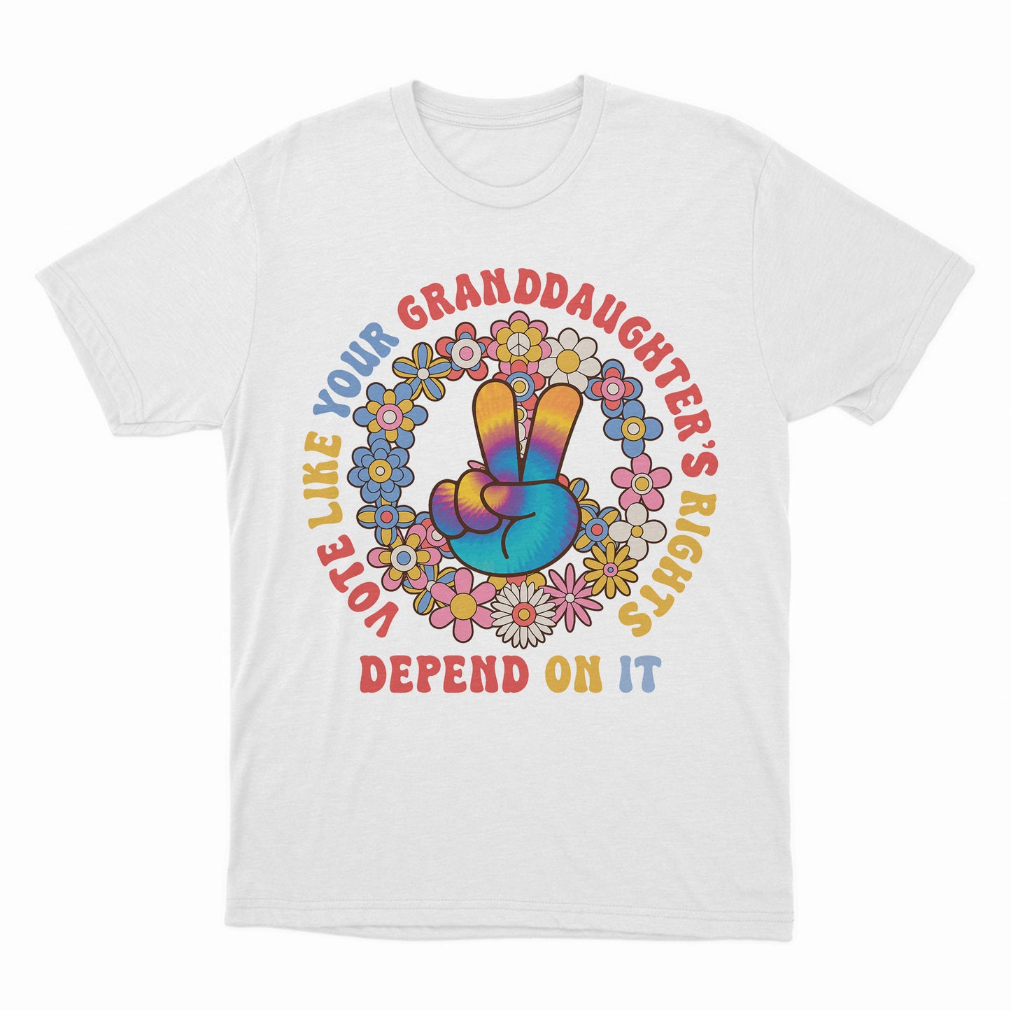 Peace Sign Shirt, Floral Voting 2024 Shirt, Vote Like Your Granddaughter's Rights Depend On It Shirt