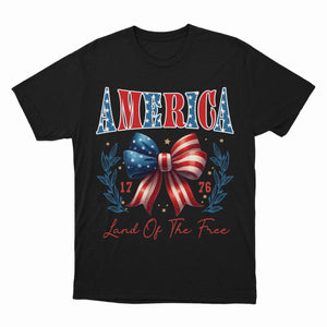 America Land Of The Free Shirt,  4th of July Women Shirt, Independence Day Shirt, American Tee,  Women's 4th of July, American Coquette Girl Shirt, 1776 Shirt