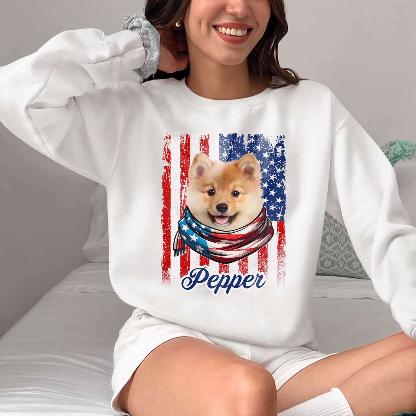 American Flag Custom Pet Shirt, Custom Shirt For Dog Lovers, Patriotic Pet Shirt, 4th July Anniversary Shirt, Gift For Dog Mom, Gift For Dog Dad