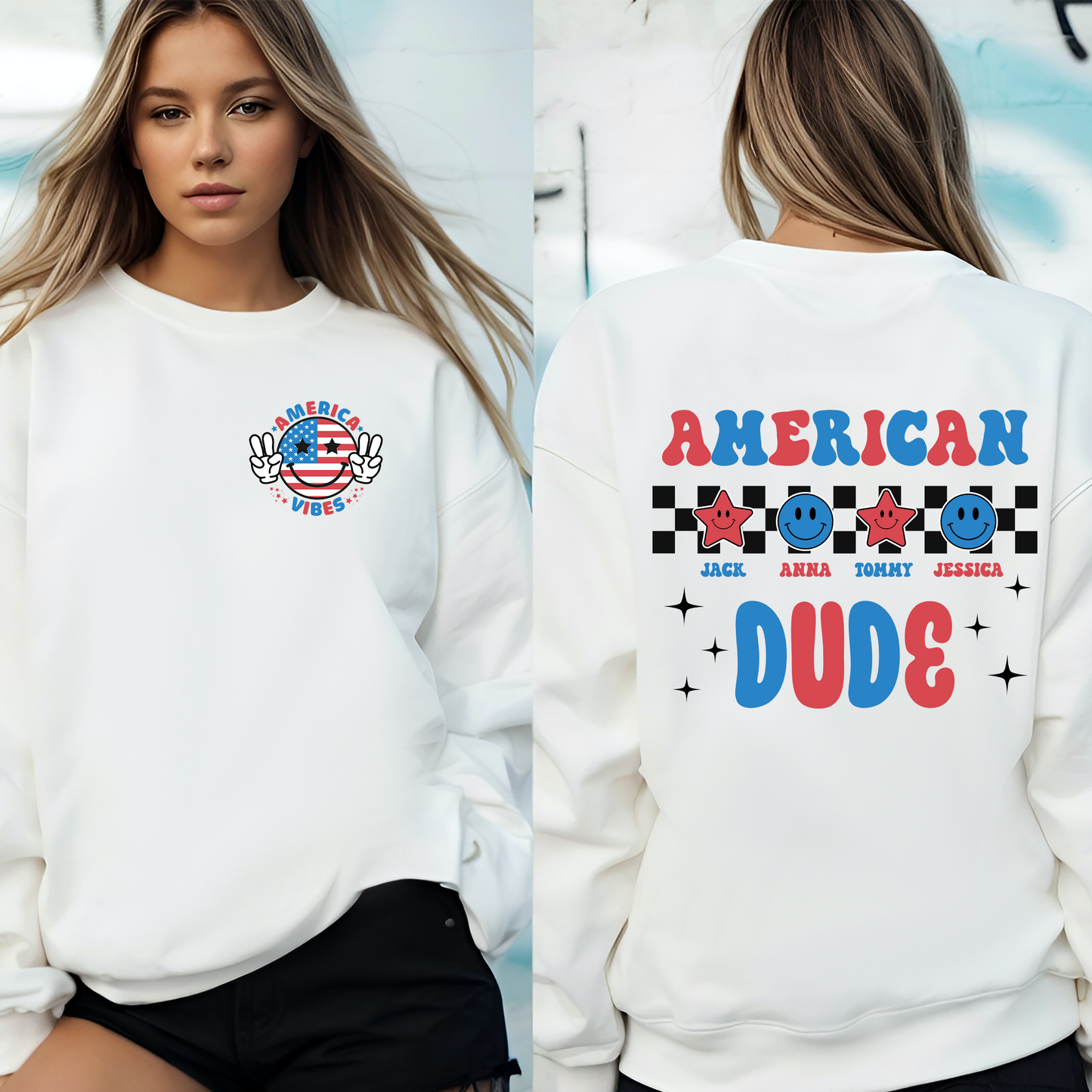 American Vibe Shirt, American Dude Shirt, All American Dude Shirt, Custom Name Patriotic Shirt, 4th July Groovy Shirt