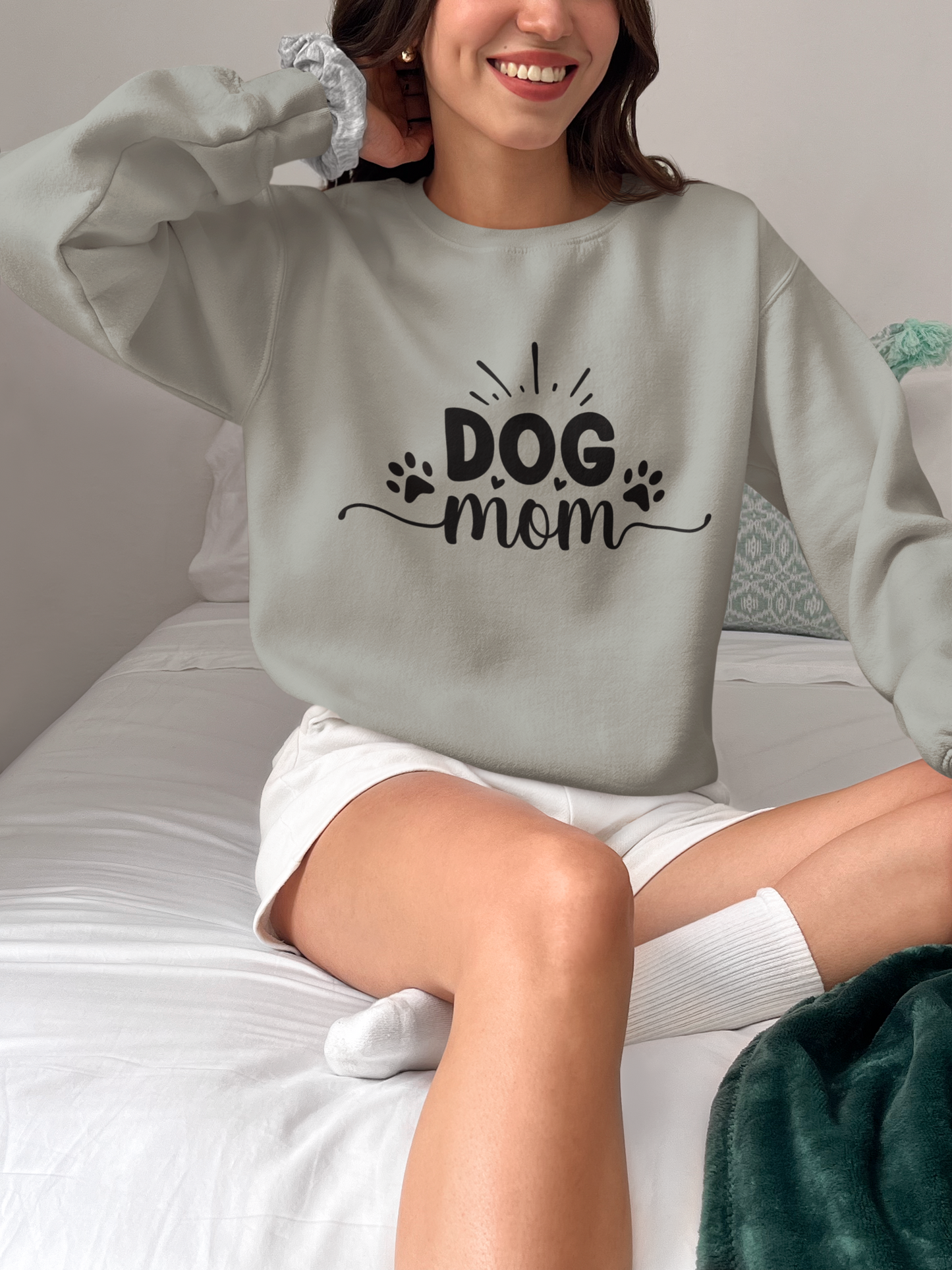 Custom Dog Mama Sweatshirt with Pet Name on Sleeve, Crewneck or Hoodie, Custom Neck Sleeve Design, Fur Mama, Dog Mom Shirt, Cat Mama, Mothers Day shirt