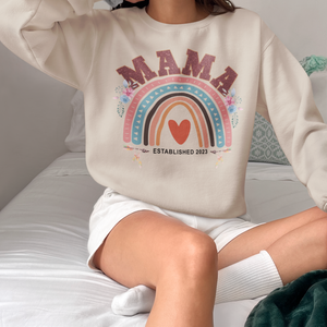 Mama shirt with rainbow, rainbow mama,  Mother’s Day Shirt, Rainbow Mama Shirt, Blessed Mama, Mother Shirt, Mama Shirt, Boho Rainbow Shirt for Mother, Cute Shirt for Mother, Personalized Established T-Shirt, Baby Announcement Shirt