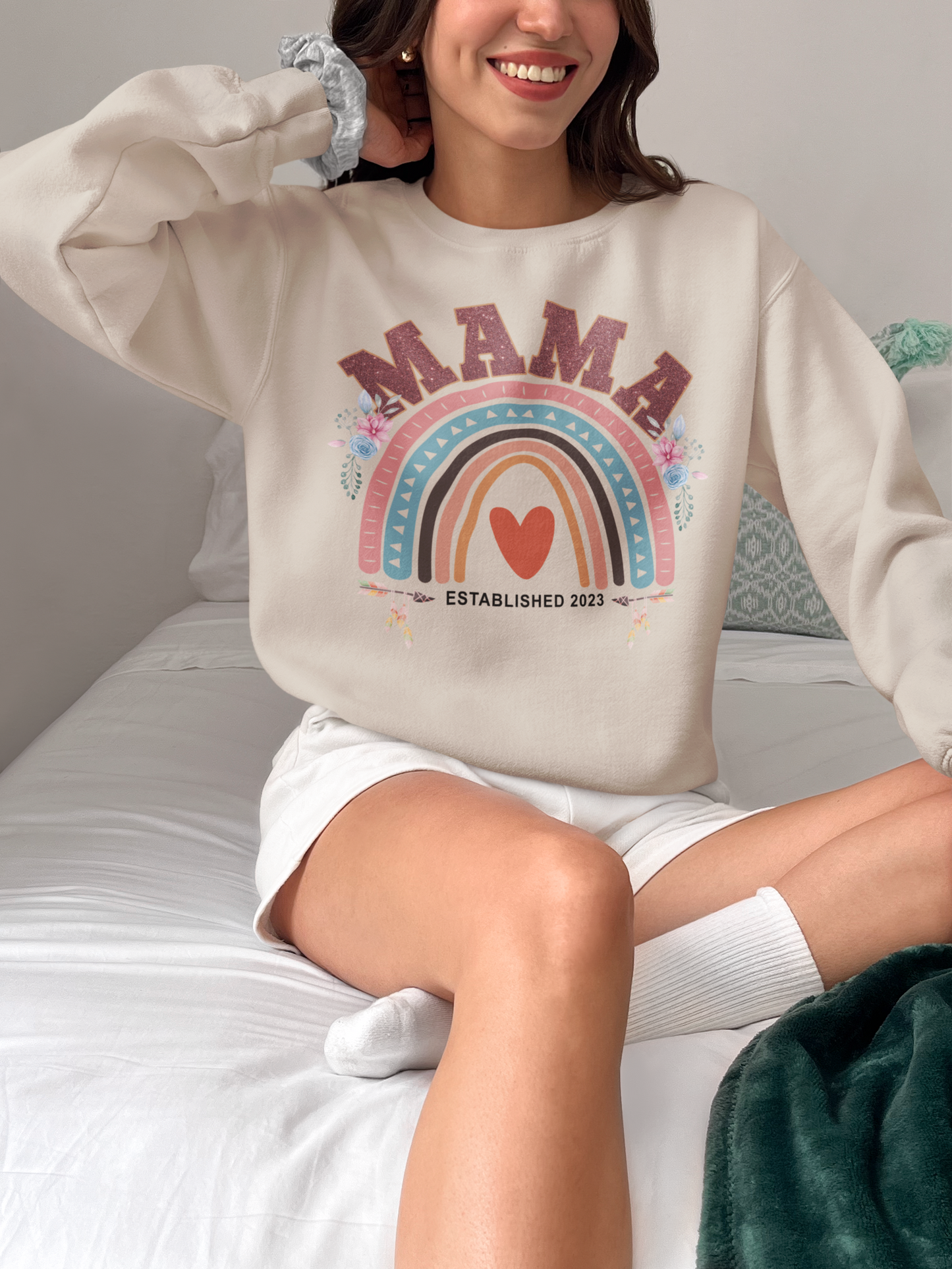 Mama shirt with rainbow, rainbow mama,  Mother’s Day Shirt, Rainbow Mama Shirt, Blessed Mama, Mother Shirt, Mama Shirt, Boho Rainbow Shirt for Mother, Cute Shirt for Mother, Personalized Established T-Shirt, Baby Announcement Shirt
