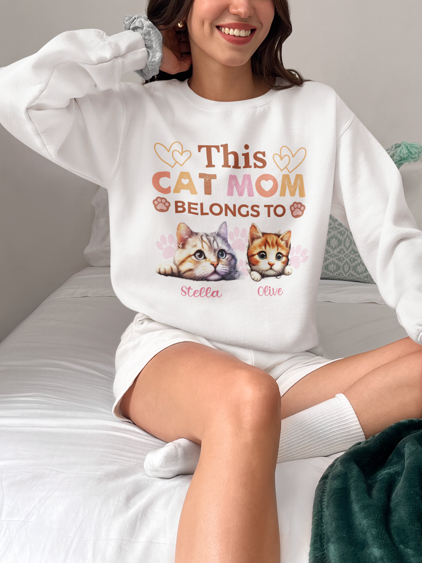 Personalized This Cat Mom Belongs To Mom T-Shirt,Personalized The Cat Mother, Mothers Day Shirt,  Gift For Cat Mom, Custom Cats Name Shirt For Cat Mom