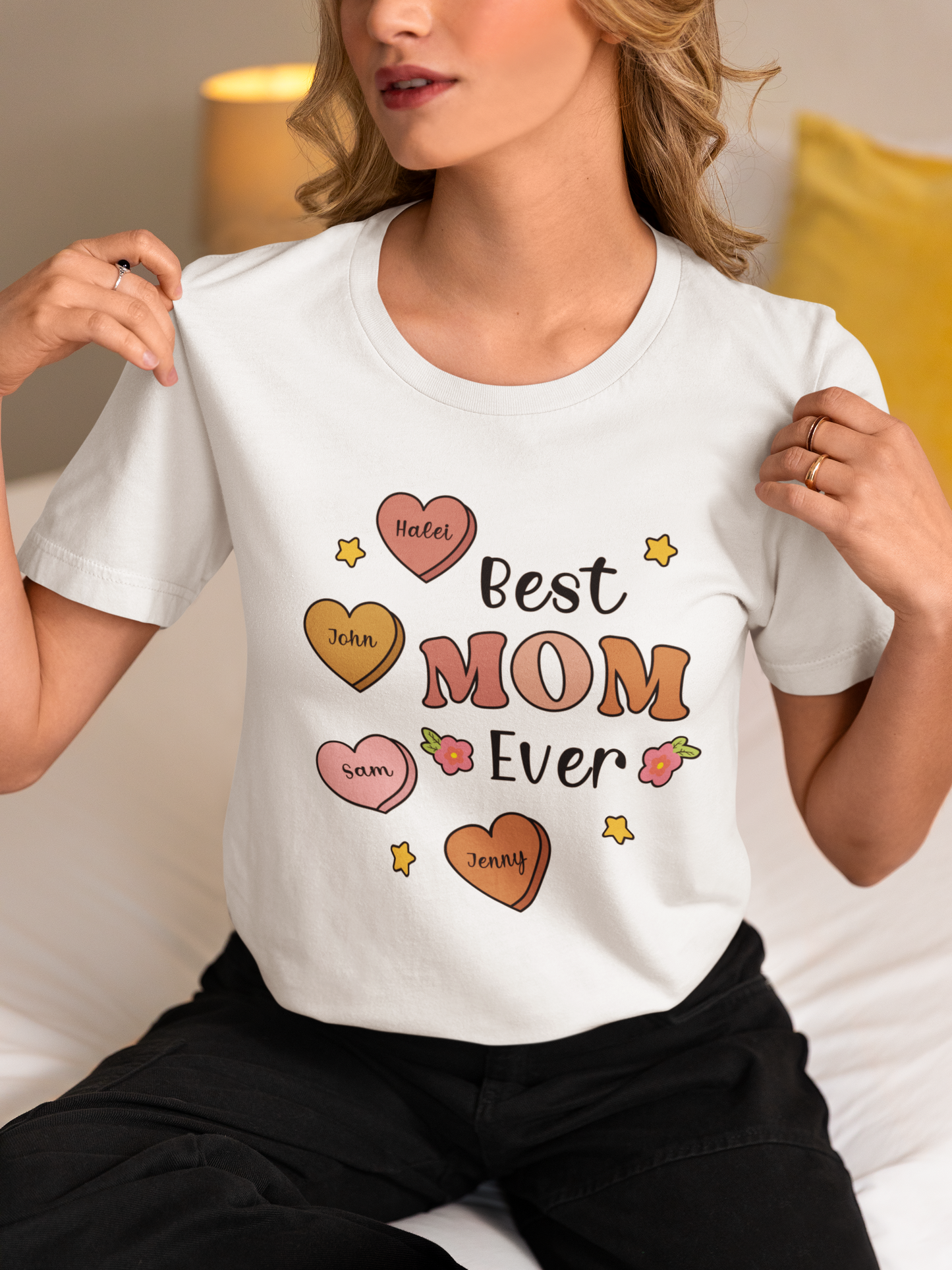 Best Mom Ever Shirt, Custom Family Name Sweatshirt, Retro Mommy Love T Shirt, Gift for Mommy, We Love You Mom T Shirt, The Best Mom Shirt, Cute Candy Personalized Kid's Name, Gift For Grandmother Idea