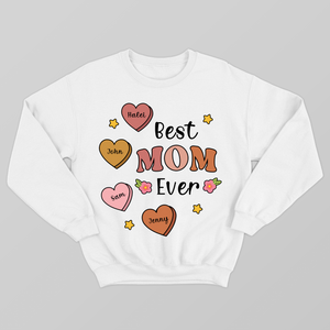 Best Mom Ever Shirt, Custom Family Name Sweatshirt, Retro Mommy Love T Shirt, Gift for Mommy, We Love You Mom T Shirt, The Best Mom Shirt, Cute Candy Personalized Kid's Name, Gift For Grandmother Idea