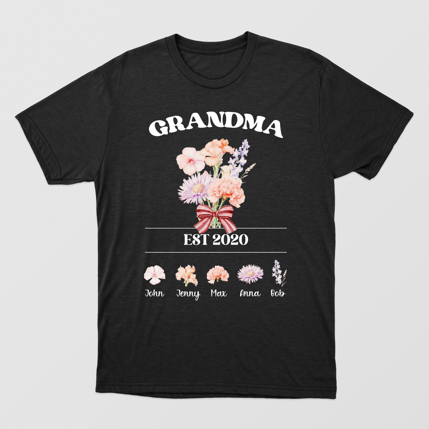 Grandma Shirt with Custom Birth Flowers and Names , Mothers Day Gift,Unique Grandma Gift, Personalized Birthday Gift, Grandchildren, Custom Birth Flowers Shirt For Grandmother, Personalized Birth Flowers Shirts For Grandma