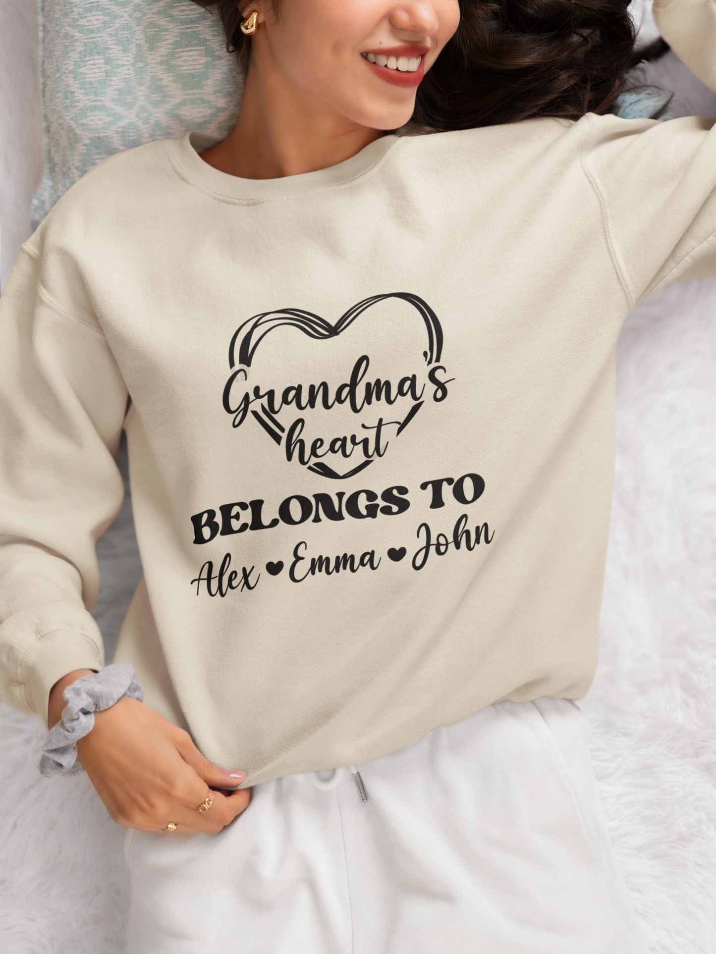 Personalized Grandma Shirt, This grandma's heart belongs to,  Customized with names, Custom Grandma Heart Sweatshirt, Grandma Shirt, Grandma Heart with kid names, Custom Grandma with kid names, Grandma Sweatshirt Gifts