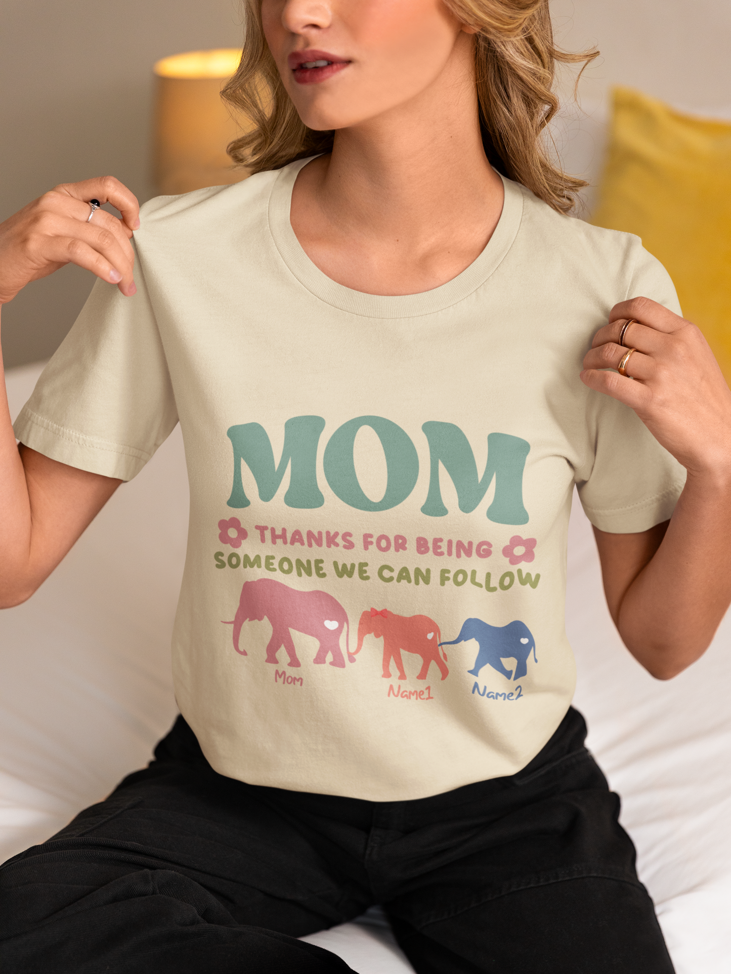 Mom Thanks For Being Someone we can follow shirt  With children Name, Elephant Mom Shirt, Mama Baby Elephant Tee, Elephant Lover Shirt, Funny Mom Shirt, Gift For Mom, Mom T-Shirts, Cool Mom Shirts