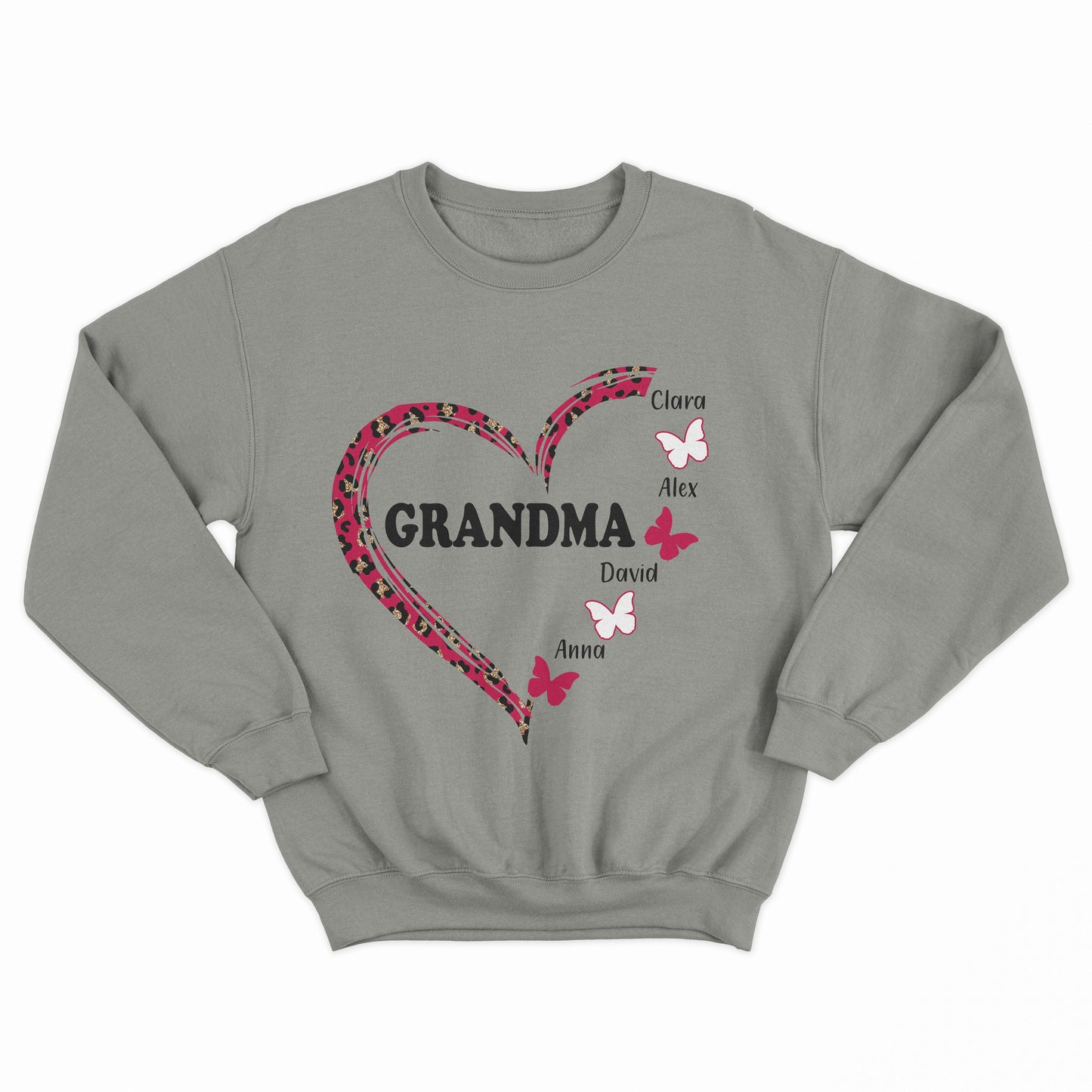 Personalized Grandma Shirt, Grandma Heart with Butterfly Shirt, Grandkids Name Shirt, Gift For Nana, Custom Grandma Gift, Grammy Gift Shirt