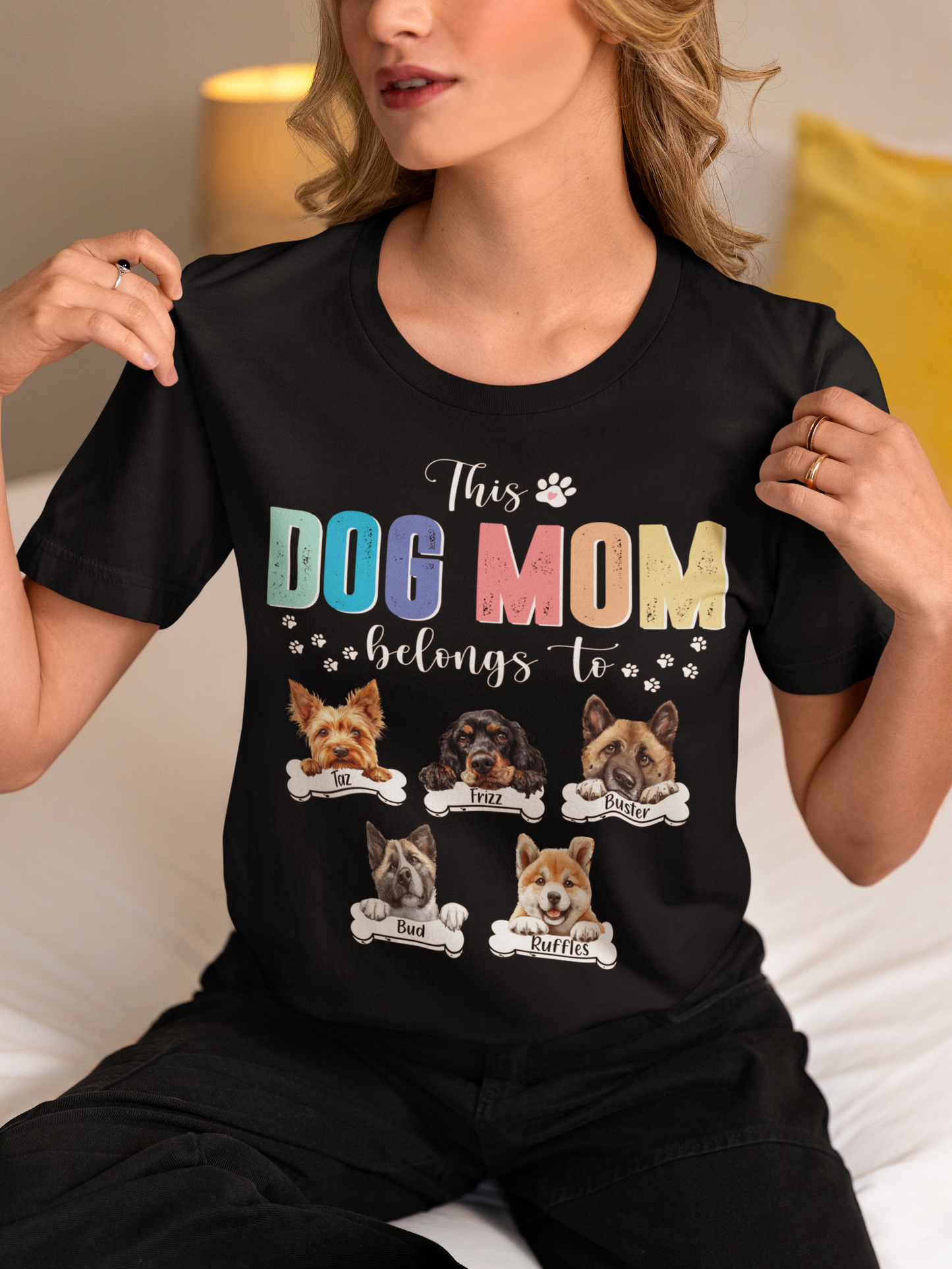 This Dog Mom Belong To Dogs Shirt, Dog Mom Easter Shirt, Custom Dog Mom Shirt, Dog Shirts for Women, Personalized Dog Shirt, Easter Shirt