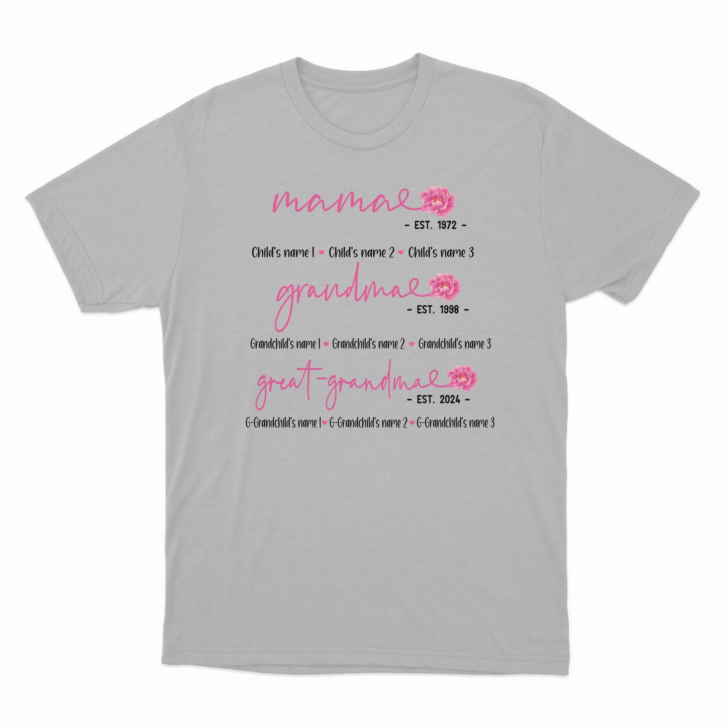 Mom Grandma Great-Grandma Shirt, Personalized Great Grandma Shirt, Announcement for Great Grandma, Baby Reveal To Family, Mothers Day Shirt, Custom Great Grandma Shirt, Mom Grandma Great Grandma Tee, Grandma Flower Shirt