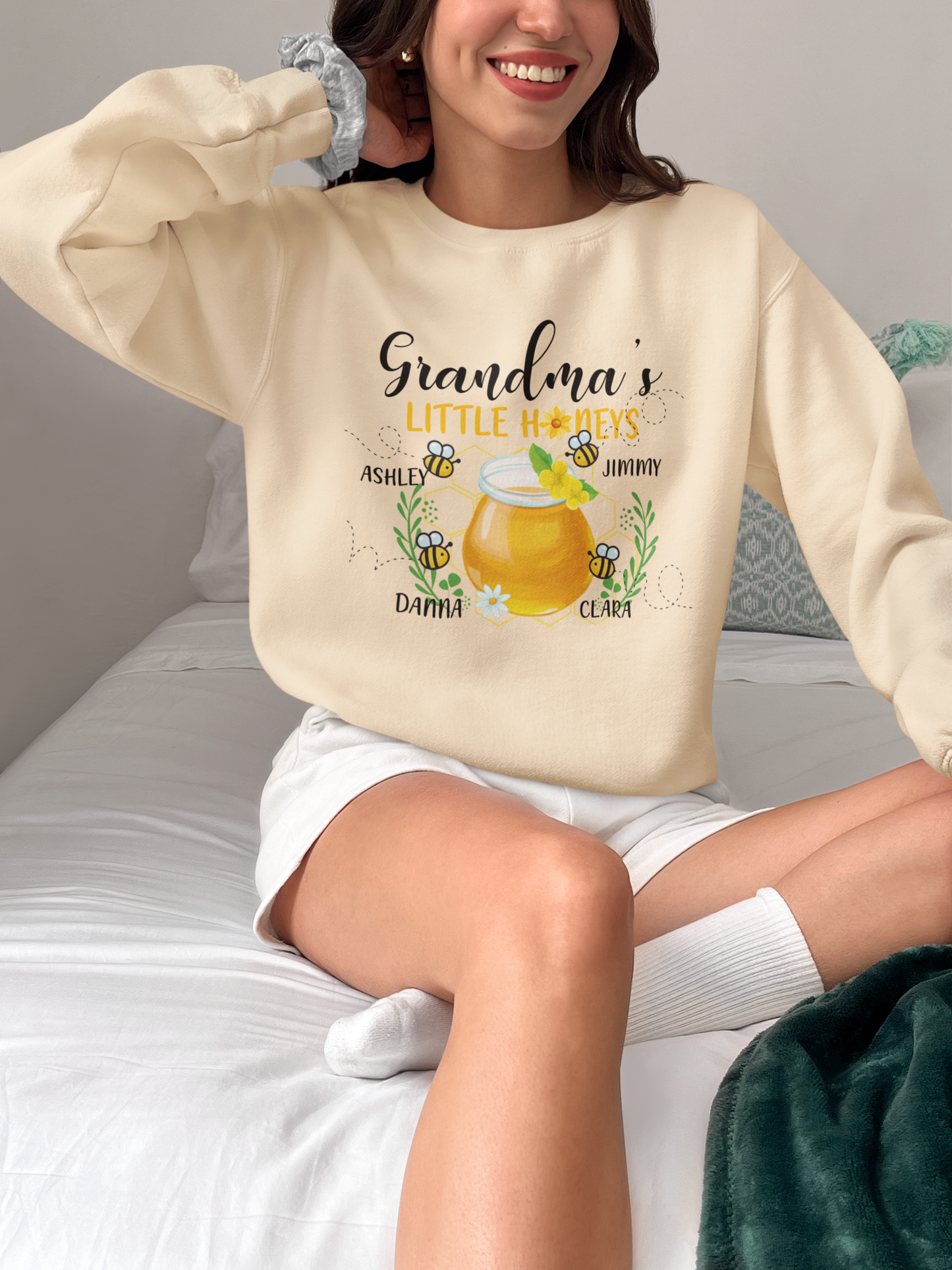 Personalized Grandma Shirt, Grandma with Kids Name, Mother's Day Shirt, Grandma's Little Honey, Gift For Grandma, Nanny Shirt, Grandma Gift For Grandma Nana Shirt Mom Shirt Grandma Tee Grandma Shirts With Grandkids Names